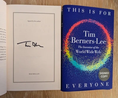 TIM BERNERS LEE SIGNED THIS IS FOR EVERYONE INTERNET INVENTOR 1/1 UK HBDJ NEW  - Image 1 of 3