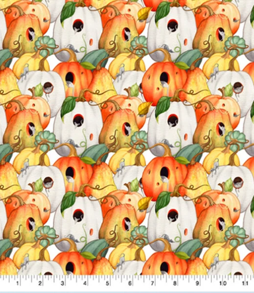 Fabric Susan Winget Packed Pumpkin Patch Harvest Mouse 100% Cotton Quilt 7/8 y - Image 1 of 1
