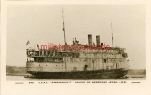 REAL PHOTO POSTCARD OF THE USAT NARRAGANSETT ASHORE, ISLE OF WIGHT, HAMPSHIRE - Foto 1 di 2