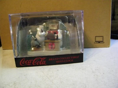 Vtg Collector's Coke  Coca-Cola Brand Mini Clock Bear & Seal model - look - Image 1 of 2