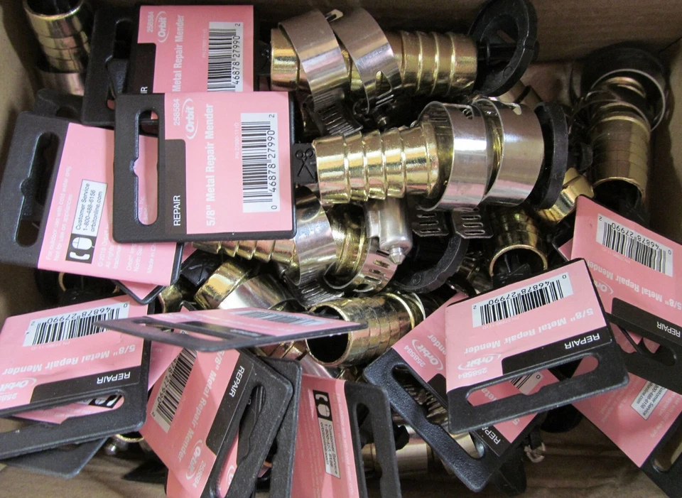 3-PACK ORBIT 258584 5/8' MENDER/REPAIR/SPLICE KIT FOR STANDARD 3/4 GARDEN HOSE