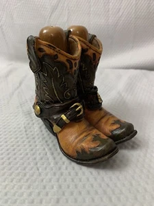 COWBOY BOOTS Salt & Pepper Shakers Holder Western Vintage - Picture 1 of 10