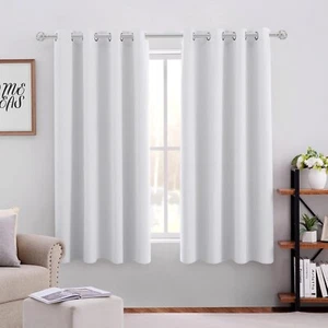 Greyish White Blackout Curtains 52 X 63 Inch Bedroom Curtains Set of 2 Panels - Picture 1 of 5