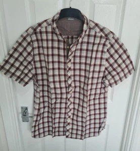 BNWOT Men's Brown Mix Check Linea Short Sleeved Shirt Size Large - Picture 1 of 5