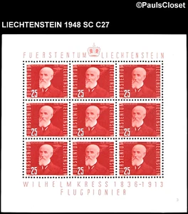 LIE 1948 SC C27 WILHELM KRESS 25 rp (9) rojo oscuro en muy buen estado - Imagen 1 de 2