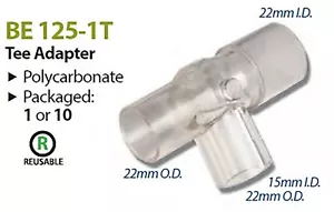 CareFusion Tee Adapter FIO2 Reusable BE 125-1T--New, Sealed in Package - Picture 1 of 4