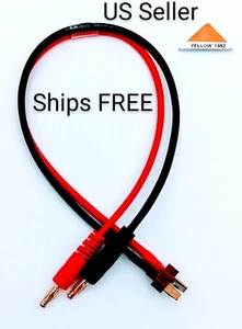  T / Dean RC Charging Cable 14 AWG 4mm Banana Plugs Ships FREE From US Seller - Picture 1 of 12