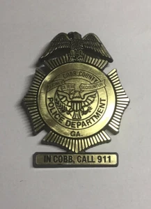 Vtg. Cobb Co. GA. Plastic Police Department Badge Halloween Costume - Picture 1 of 3