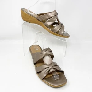 Eurostep Womens Antique Gold Leather Slip on Sandals, Size 10 - Picture 1 of 13