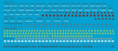Peddinghaus-Decals 1/72 3737 BAOR Fahrzeug Namen, Div. Zeichen 1 und 12 th Briga
