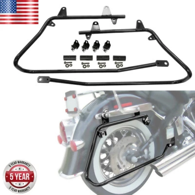 Left&Right Hard Saddlebag Conversion Bracket For Harley Softail 86-13 + Hardware - Image 1 of 4