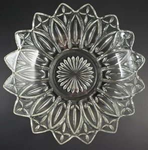 Federal Glass Bowl Petal Clear 10 1/4" Vintage 1960s Flower Shaped Fruit Bowl - Picture 1 of 5