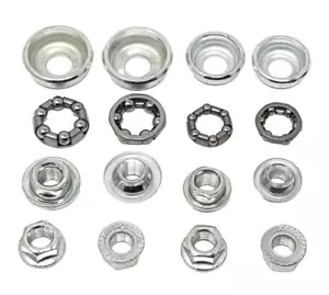 Front 3/16" x 6 Ball & 1/4" x 6 Ball Rear Bike Wheel Bearing Set & Wheel Nuts - Picture 1 of 1