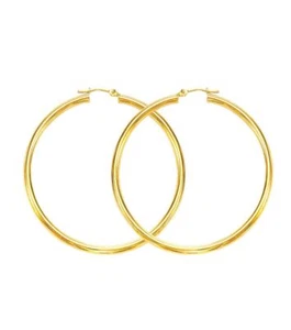 14Kt Yellow Gold Hoop Earring / 2mm Hoop Earring 14K Yellow Gold - Picture 1 of 1