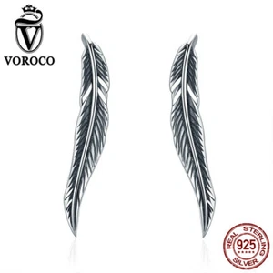 Pendientes de gancho de plata esterlina 925 con ala retro Voroco brazalete escalador joyería para mujer - Imagen 1 de 6