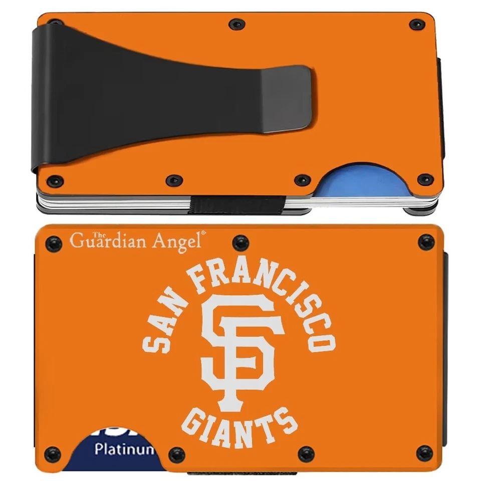 TBA San Francisco Giants Engraved Carbon Fiber Orange RFID Blocking Wallet w Clip D7