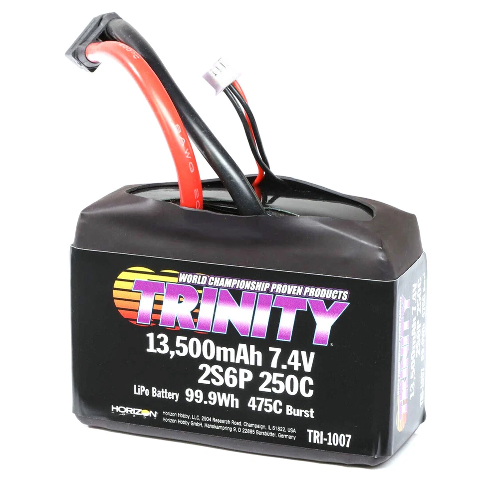 Trinity TRI-1007 7.4V 13500mAh 2S6P 250C Drag Racing LiPo Battery w/ XT90 Plug - Image 1 of 1