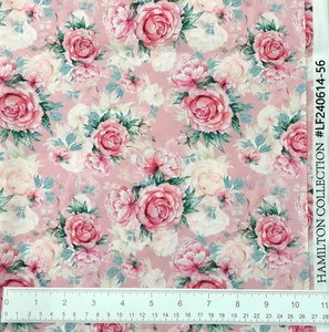 Shabby Chic Pink Roses Clara Cotton Quilting Fabric Fat Quarters - Picture 1 of 1