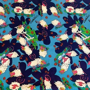 Fabric 2Yds 60" Wide Counting Sheep Marcus Brothers Calhoun Print Purple Blue - Picture 1 of 10