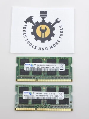 Samsung 4GB ( 2 x 2GB ) 2Rx8 PC3-8500S LAPTOP RAM MEMORY M471B5673FH0-CF8 SODIMM - Image 1 of 2