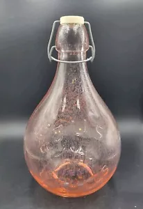 Vintage 10.5" Italian Jus De Fruits Pink Glass Wine Bottle Casadis Milano - Picture 1 of 9