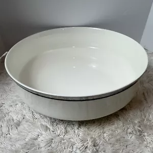 Mikasa Solitude 9" Round Vegetable Bowl White Wide Platinum Band w/Black Trim - Picture 1 of 7