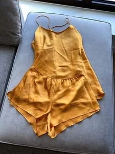 Olivia Von Halle Lila Tangerine silk camisole PJ set L pyjama Large - Picture 1 of 8