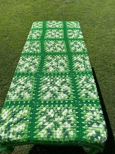 Vintage Handmade Crochet Granny Square Quilt Afghan Flower 61" x 72" Big Bang - Picture 1 of 9