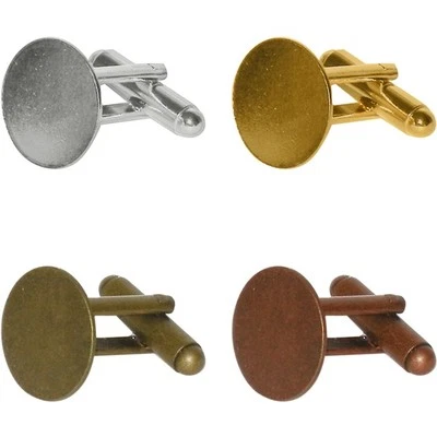 48 Gemelos Almohadilla en Blanco 15mm ~ 4 COLORES x 12 cada uno Oro Rodio + 2 Acabados Antiguos Foto 1 de 4