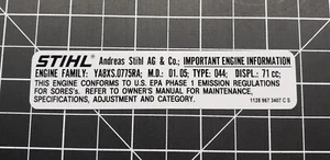 Stihl 044 Motorsäge Abgasschild Stihl Label # 1128 967 3407, # 11289673407 - Bild 1 von 1