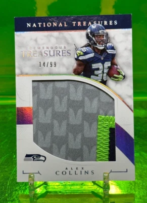#14/99 2016 Patch RC Alex Collins National Treasures Tremendous SEAHAWKS - Image 1 of 2