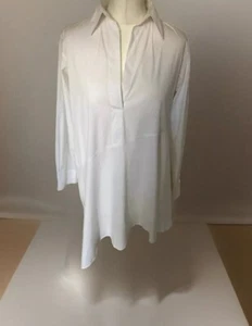 ZARA Women’s White Shirt Dress S Oversized Cotton Asymmetrical High Low Long Top - Picture 1 of 17
