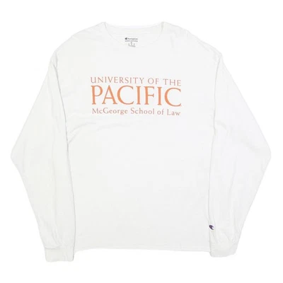 CHAMPION Mens White University Of The Pacific Graphic T-Shirt XL Long Sleeve - Image 1 of 4