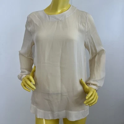 Ivory Cream STEVEN ALAN Silk Longsleeve Top L - Image 1 of 4