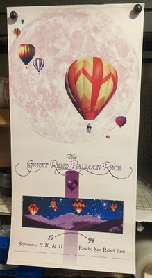 Vintage 1994 THE GREAT RENO BALLOON RACE Poster 32 x 16 Rancho San Rafael NICE - Image 1 of 4