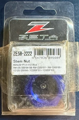 Tuerca de vástago de dirección anodizada azul ZETA ZE58-2222 M24x32xH12 mm Yamaha Suzuki YZF RM Foto 1 de 4