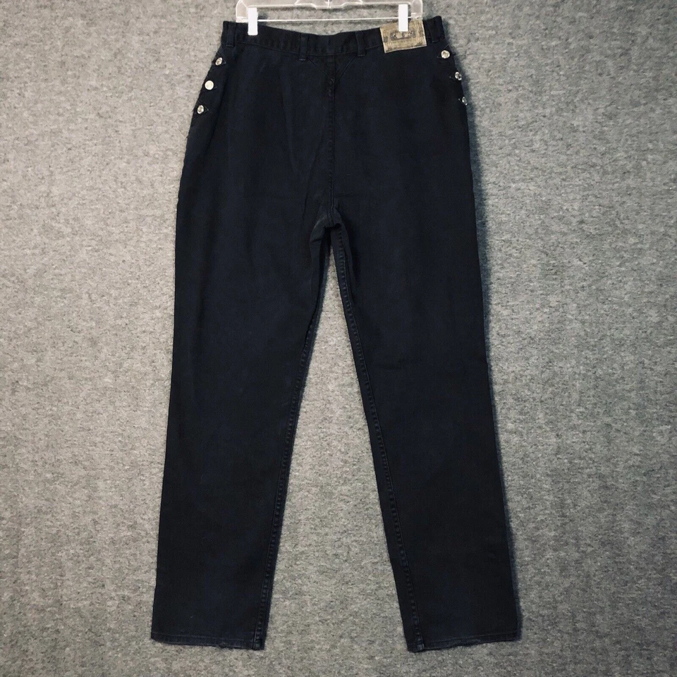 Lawman Black Jeans Womens 7 Western Bare Back 34X33 VTG High Rise Button Sides - Image 1 of 4