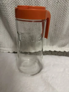 TANG Glass Pitcher Orange Lid 1 Qt Anchor Hocking Vintage Flip Top Drink Carafe - Picture 1 of 6
