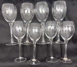 VTG Set of 8 Wine Glasses 8.5" tall Grape Vineyard Frosted Design - Picture 1 of 4