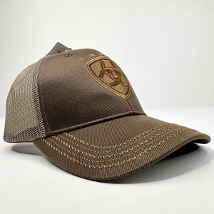 GORRA AJUSTABLE TRASERA MALLA LOGO ESCUDO PIEL ACEITE ARIAT | NUEVA CON ETIQUETA🏷️✨ - Imagen 1 de 6