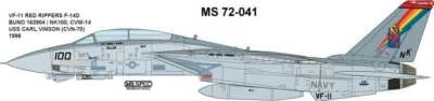 CAM DECALS (AKA) MILSPEC, MS 72-041, 1/72 SCALE, F-14D TOMCAT, VF-11 RED RIPPERS - Image 1 of 4