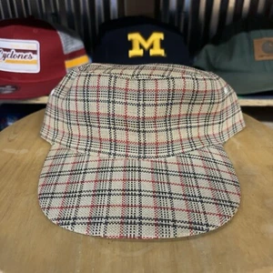 Sombrero de malla de colección años 60/70 - Gorra de golf - Beige a cuadros - Talla 58/7 1/8 - ¡LIMPIO! - Imagen 1 de 5