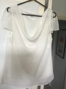 vintage ivory cowl neck embroidered cap sleeve lined top size 14, Bhs - Picture 1 of 4