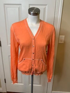 Brunello Cucinelli Strickjacke hellorange Baumwollmischung Druckknopfleiste, Größe L - Bild 1 von 5