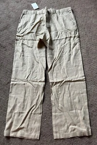 Quince European Linen Wide Leg Pants sz S Women's Driftwood NWT Elastic Waist - Picture 1 of 6