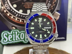 Seiko Men's Black Watch - 7002-7001 Fully Refurbished New Dial Hands Bezel Etc - Picture 1 of 10