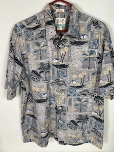 Reyn Spooner Men’s Hawaiian Shirt Cotton Tan Print Size Large - Picture 1 of 11