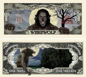 ✅ Confezione 100 Banconote Lupo Mannaro Horror 1 Milione di Dollari Soldi Novità da Collezione ✅ - Foto 1 di 6