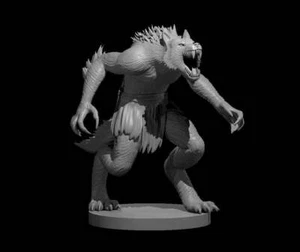 Werewolf Mini - DND - Pathfinder - Dungeons & Dragons - RPG - Tabletop - mz4250- - Picture 1 of 2