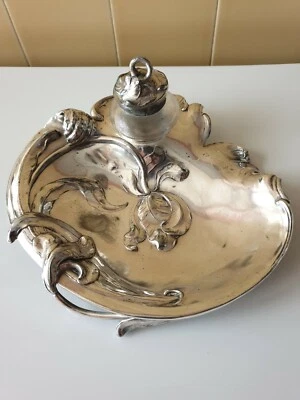 Ancien encrier métal inkwell inkstand tintenfass WMF art nouveau jugendstil - Photo 1/4
